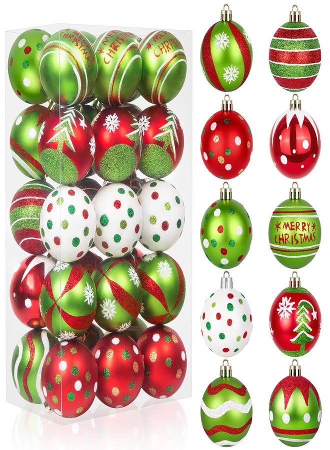 Ouddy Mode 30 Pcs Christmas Ball Ornaments, 2.4 Inch Glittering Red and Green Christmas Ornaments Set, Glittering Plastic Ornament Xmas Tree Balls Decorations Gifts for Home Indoor Party Holiday Decor - Image 1